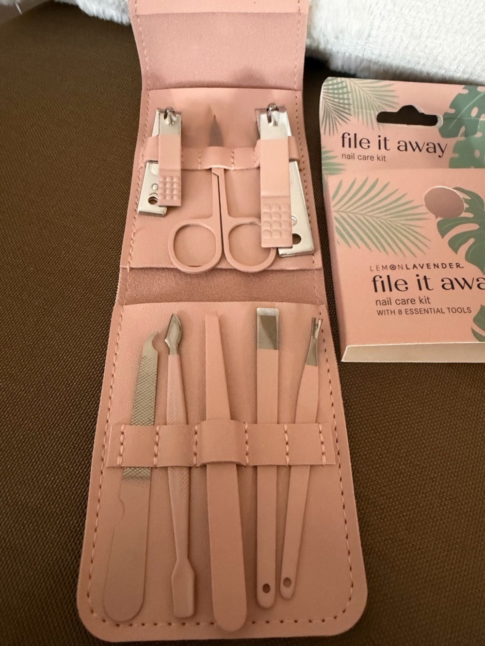 Pink Nail Care Kit with 8 Tools
